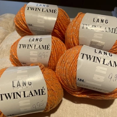Lot of 5,LangYarns TWIN LAME’, Cotton/Acrylic/PolyesterMetallic, Col#159, Orange - Image 1 of 2