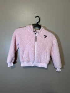 TOMMY HILFIGER Youth Girls Soft Sherpa Ears Zip Coat Hoodie In Pink 6X - Picture 1 of 3