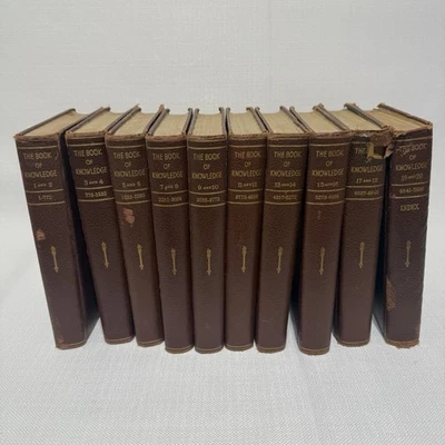 Vintage 1950 The Book of Knowledge 20 Vol Set Grolier Encyclopedia Books Foto 1 de 4