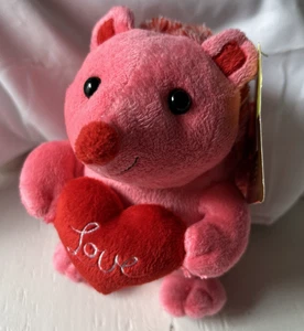 Animal Adventure Pink Hedgehog Plush Toy Holding Red Heart Valentine Porcupine - Picture 1 of 13