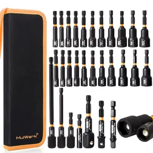 29 Piece Magnetic Nut Driver Set, Impact drill socket adapter, SAE, and Metri... - Picture 1 of 8