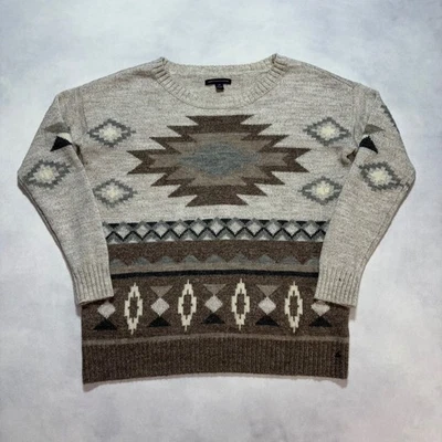 Suéter tejido mezcla lana azteca American Eagle Outfitters para mujer S beige marrón Foto 1 de 4