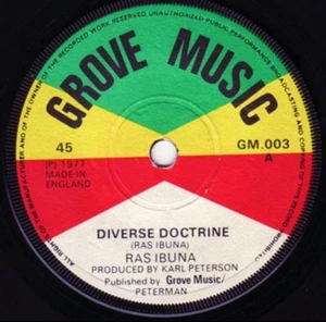 RAS IBUNA  DIVERSE DOCTRINE (7 inch Single) Vinyl Grove Music Karl Pitterson 77’ - Picture 1 of 2