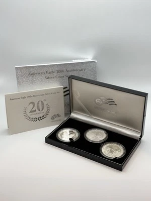 American Eagle 2006 20 aniversario conjunto de 3 monedas de plata prueba con caja y certificado de autenticidad Foto 1 de 4