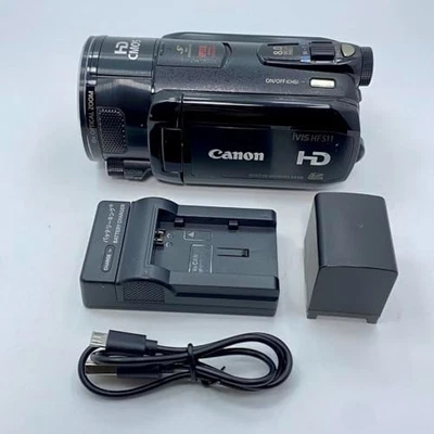 Canon iVIS HF S11 Black Digital Video Camera 10x Optical Zoom w/Battery, Charger - Image 1 of 4