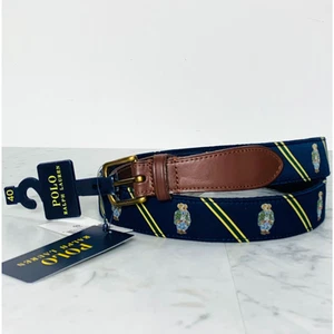 Polo Ralph Lauren Gürtel Herren 40" dunkelblau adretter Bär mit Streifen passt: 38" - 42" Neu mit Etikett - Bild 1 von 8