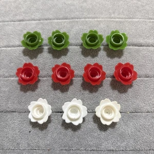 Vintage Plastic Flower Cake Decor Candle Holders Green, Red, White, Lot of 11 - Picture 1 of 4