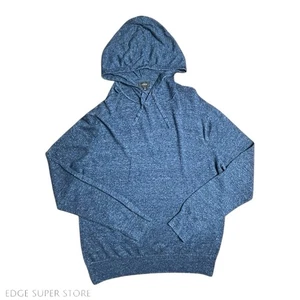 Suéter con Capucha J Crew Azul Marino Oscuro Algodón Lino Contraste Talla Mediana - Imagen 1 de 5