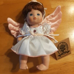 Angelo Bambola Porcellana Pietra Nascita Ottobre 7" Creazioni Classiche Colore Ali Rosa  - Foto 1 di 8