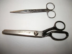 Lot of 2 Vintage Scissors Sta Sharp Pinking Scissors USA & Boker USA Scissors - Picture 1 of 9