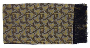 Michelsons of London Gold Paisley Silk & Wool Backed Scarf - Picture 1 of 2