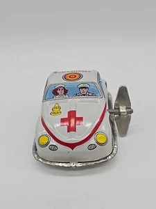 Volkswagon VW Beetle Tinplate Wind-up Vintage Ambulance good condition and works - Picture 1 of 8