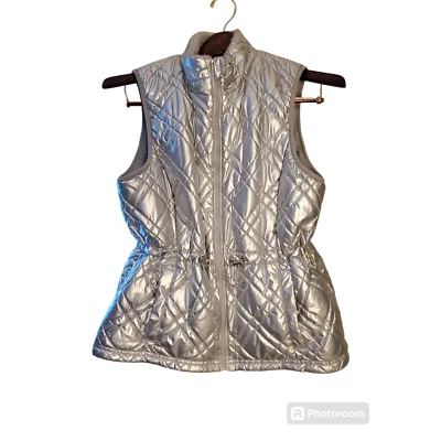 Chaleco Chaqueta Reversible Plateado y Gris Puffer Acolchado Polar Talla L Foto 1 de 4