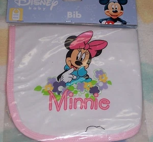 Disney Baby MINNIE INFANT BIB pink trim NEW~* FREE SHIP*~ Minnie - Imagen 1 de 1