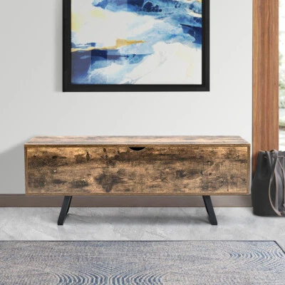 Industrial Storage Box Rustic Shoe Cabinet Vintage Hallway Bench Trunk Toy Chest - Image 1 of 4