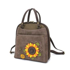 NEW Chala CONVERTIBLE Backpack Purse Shoulder Tote Bag SUNFLOWER Stone Gray gift