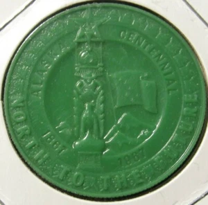 1967 Juneau, postal dólar conmemorativo token comercial de plástico verde - Alaska - Imagen 1 de 2