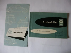 VW kleines Konvolut Arbeitspreis-Liste und Preisliste f. Käfer und Busse 1956/57 - Bild 1 von 3