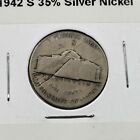 1942 S Type 2 Jefferson Silver Ww2 Era Nickel Die Break Error Coin Circulated