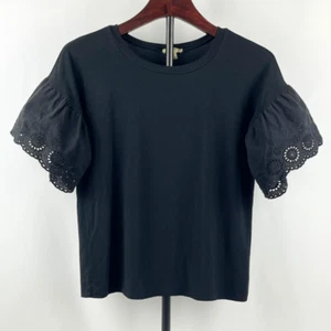 Lily White Damen Boho schwarz Top Gr. XS Spitze Glockenärmel - Bild 1 von 14