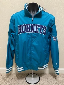 Men's New Era Charlotte Hornets Full Zip Nylon Jacket Size Medium Sewn On NBA - Picture 1 of 12