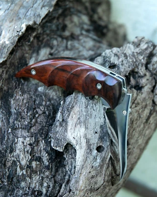 Citadel Handmade 7.5" OA Hawkbill Leonardo Folding Knife Troyeng Scales Art! - Image 1 of 4