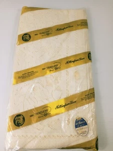 SEALED Vintage Nottingham Lace 70x108" Cream Tablecloth Made in GB Oak Acorns - Picture 1 of 12