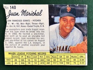 1962 JELLO JUAN MARICHAL #140 SAN FRANCISCO GIANTS   HALL OF FAMER