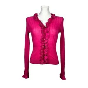 Anne Fontaine Paris Pink Rib Knit Fitter Cardigan Sweater Women's Size 38 - Picture 1 of 8