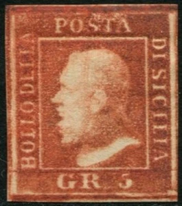 SICILIA - 1859 5 Grana vermiglio - (37/FM21) - Foto 1 di 1