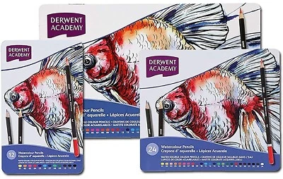 Brand new Derwent Academy Watercolor Pencils 36 Tin  Original - Image 1 of 4