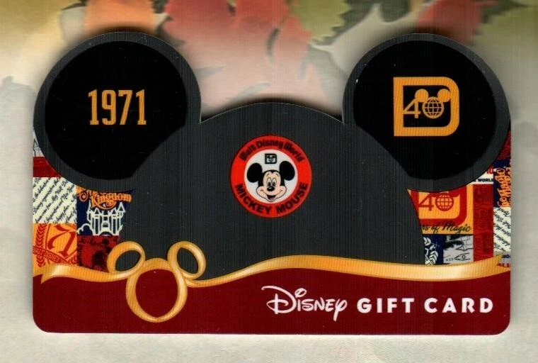 DISNEY Walt Disney World 40th, Mouse Ears Hat ( 2011 ) Die-Cut Gift Card ( $0 ) - Image 1 of 1