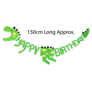 Dinosaur Happy Birthday Banner Bunting Garland Decoration Jurassic Hanging - Picture 1 of 9