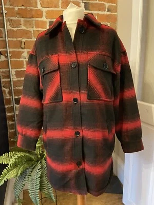 ZARA Red Wool Check Shacket Coat  XS BNWT Overshirt - Image 1 of 4