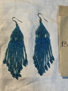 Handgefertigte Perlen Ohrringe 8 cm blau bezaubernd - Bild 1 von 3