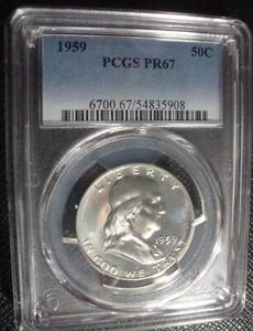 Mezzo dollaro d'argento 1959 Proof Franklin - PCGS PR67 - Foto 1 di 4