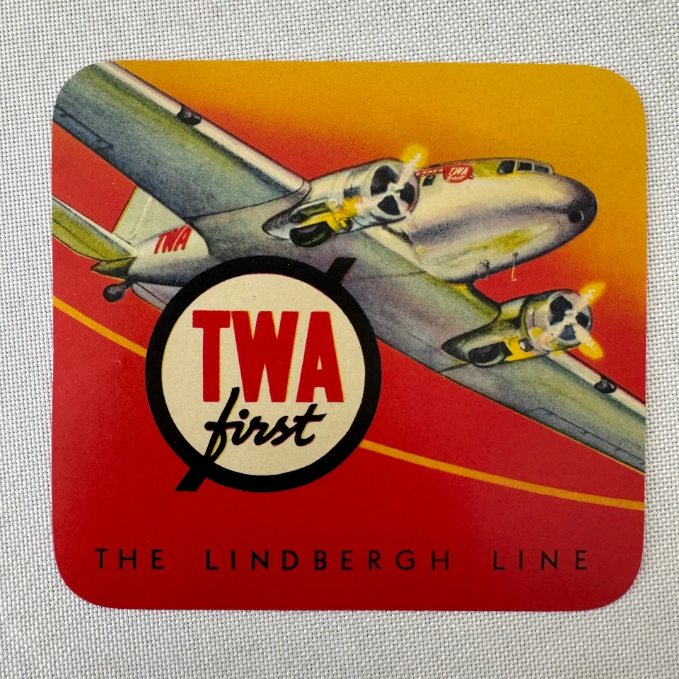 TWA Lindbergh Line Luggage Label Vintage Airplane Airline Aircraft - Imagem 1 de 4