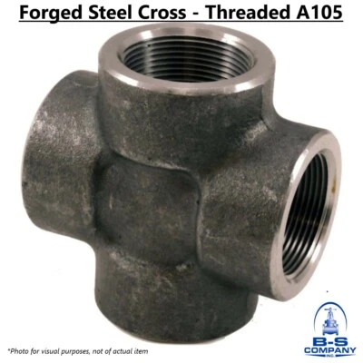 CROSS 1-1/2" 3000# 3M A105 Threaded NPT Forged Carbon Steel Pipe Fitting  - Image 1 of 3