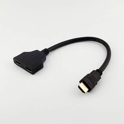 1x 1080P HDMI Port Male to 2 Female 1 In 2 Out Splitter Adapter Converter Cable - Image 1 of 4