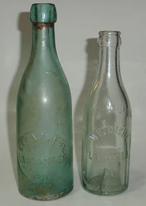 GEO A KIEHL blob top and P.P. DIEHL LANCASTER, PA EMBOSSED Bottles Beer or Soda - Picture 1 of 11