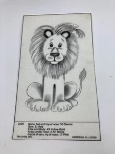 Sitting Lion w/ Bow Mini Picture to Paint 6" x 4" TRI CHEM Liquid Embroidery - Picture 1 of 2