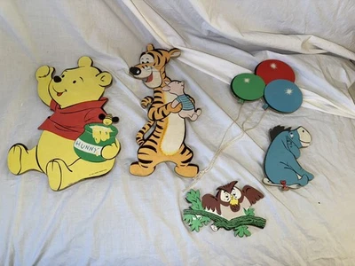 WINNIE THE POOH WALL DECOR SET Pressboard Piglet Tigger Pooh Eeyore Owl Nursery - Image 1 of 4