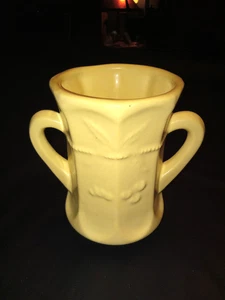 mid century pottery celery vase beige hanging cherry design 2 handle - Picture 1 of 4