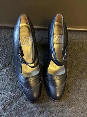 Circa Joan & David Womens Double Strap Navy Blue Leather Heels Size 7.5 - Imagem 1 de 4