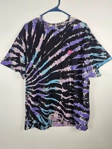 VTG Nike Tee Tie Dye T-Shirt NSW Black Baltic Blue Sz XL - Picture 1 of 3