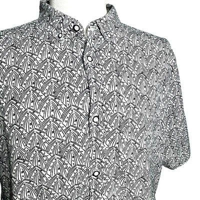 Camisa de manga corta con botones ALEXANDER JULIAN para hombre XL blanca negra arte 100 % algodón Foto 1 de 4