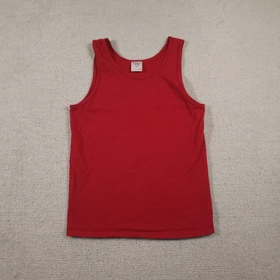 Винтажный Delta Майка рубашка женщин маленький пустой красный 100% хлопок без рукавов - Изображение 1 из 4