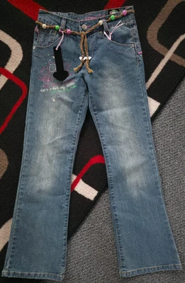 Pantalones de mezclilla originales Bobby Jack para niñas talla 10 Don't Burst My Bubble Belt nuevos Foto 1 de 2
