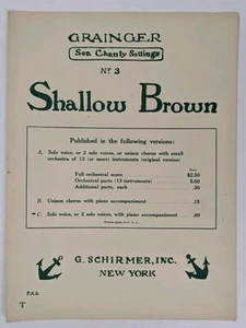 Shallow Brown Percy Grainger Sea Shanty Impostazioni per voce sola e pianoforte - Foto 1 di 4
