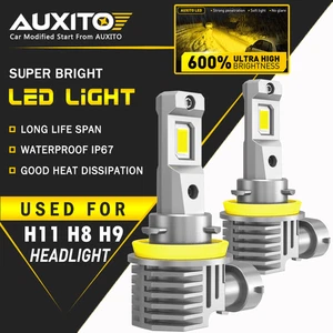 AUXITO H8 H11 LED Headlight Kit Low Beam Bulbs Super Bright 3000K YELLOW GOLDEN - Picture 1 of 14